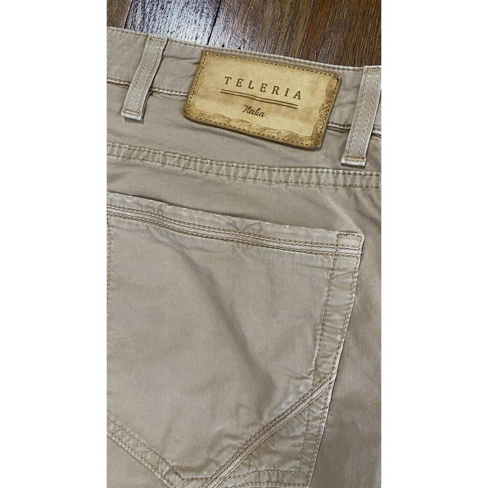 TELERIA ZED Cobra 19 Size 36 (32x28) Tan Cotton Pants Soft Comfort Made In Italy